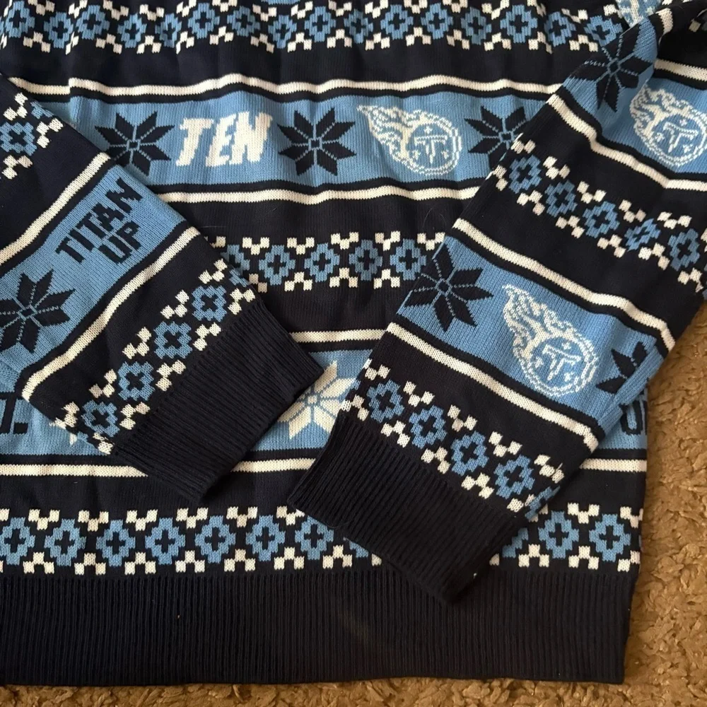 NFL FOCO Tennessee Titans Ugly Christmas Sweater NEW Large Blue Football XL